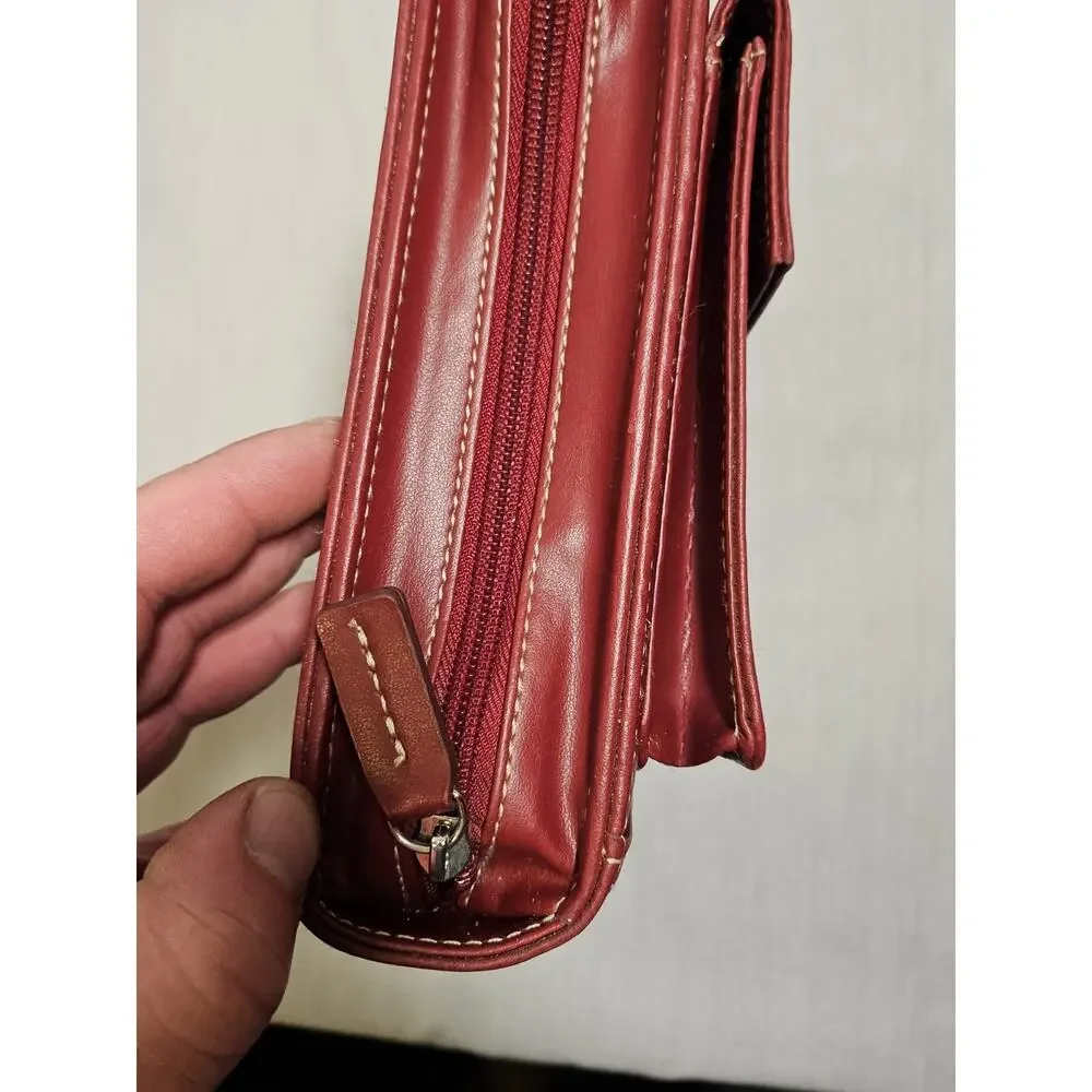 Franklin Covey Burgundy Faux Leather Tote Wallet Planner Case - Missing Binder